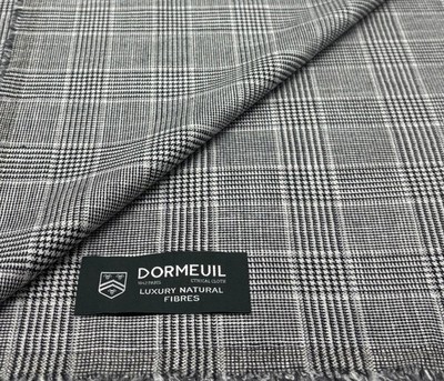 Schwarz weiß karierter Wolle Bambus Leinen Stoff Anzugstoff Dormeuil, 3,6m x 1,50m