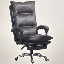 Black Leather Executive High Back Swivel Office Chair Padded Arms Wheels