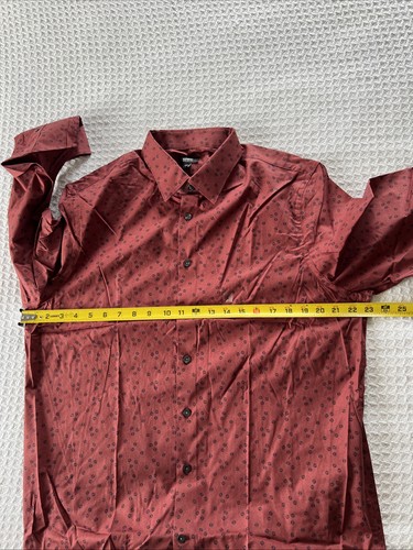 Express Men Extra Slim Dot Print Stretch 1Mx Dress Button Up Long Sleeve Shirt L - Picture 6 of 12