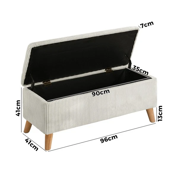 Storage Ottoman Blanket Box Chest Toy Foot Stool LARGE Polyester Beige