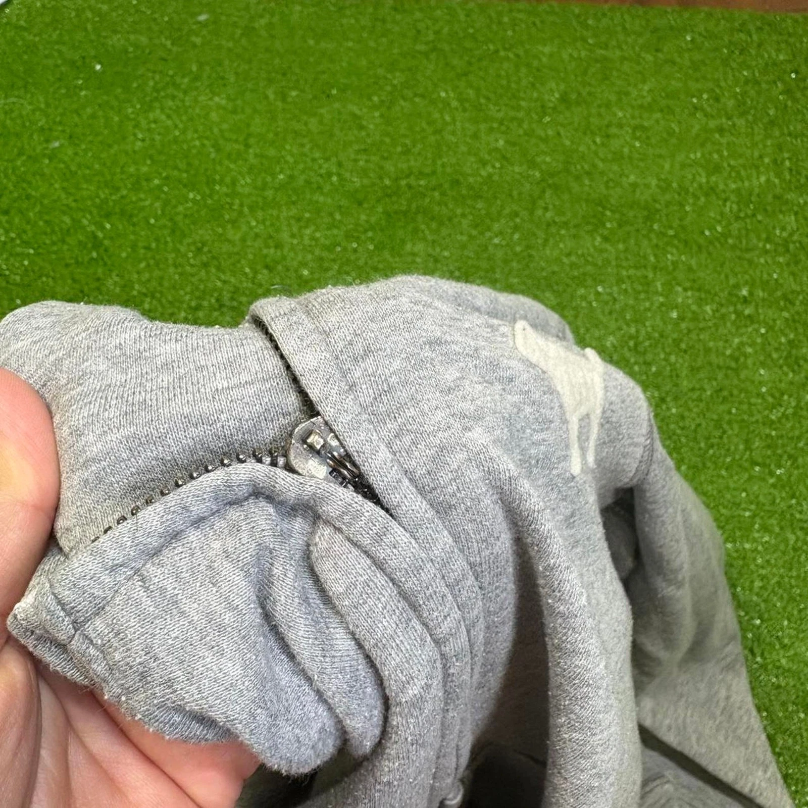 UNDERCOVER Victorias Secret ROSA Felpa con Cappuccio Zip Y2K Cane Grigio Giacca Retrò Taglia XS Retrò