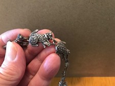 Silver Tone Marcasite Cat 7 inch Bracelet