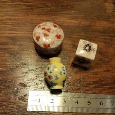 Antique Miniature Oriental Pottery Dolls House Vases