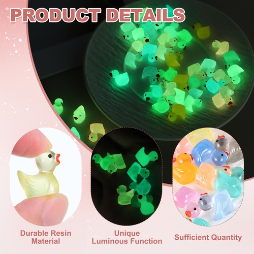 Mini patos luminosos de resina, lindos patos pequeños que brillan en la oscuridad (púrpura oscuro, 120 piezas) - Imagen 3 de 7