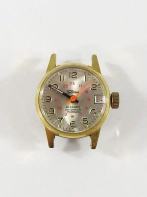 c1970's Telstar 21 Jewel Automatic Incabloc Wrist Watch 24 Hour Dial Red Second