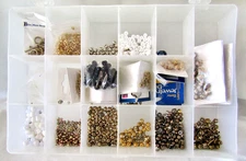 Plastic Storage Box With Beads and Jewelry Making Supplies - Great Mix!
