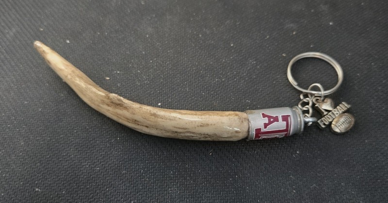 Deer Antler Keychain w/ Football Charm - "Texas A&M"