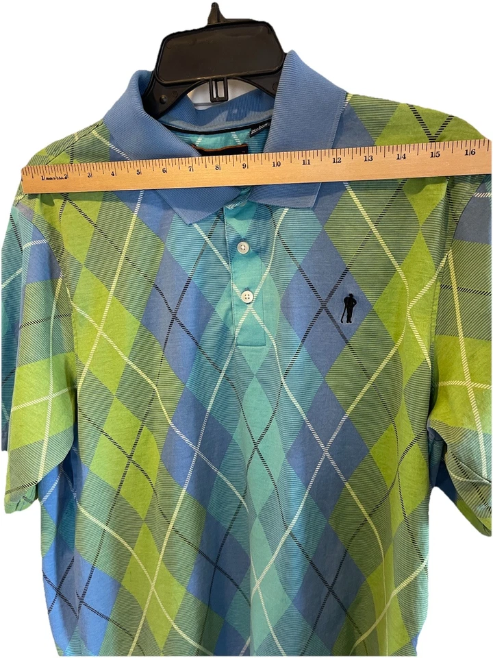 Camisa polo de golf Payne Stewart para hombre grande azul y verde diamante manga corta Foto 4 de 4