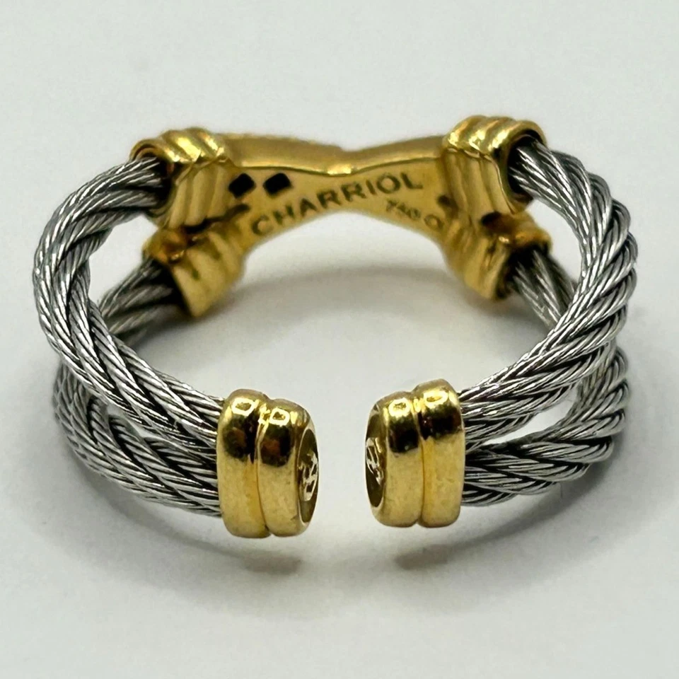 Charriol Ring – Stainless Steel, 18K Yellow Gold and Natural Diamonds - Size 6 - Image 2 of 4