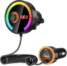 Bluetooth Car FM Transmitter QC3.0 Fast Charge LED HiFi Bass USB TF Handsfree