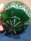 Vintage Emerald Green Cut To Clear Glass Candy Dish .5.5" X 3" Tall — photo 3