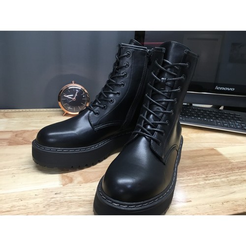 Steve Madden Bettyy Combat Boot Womens 12 Black Leather Lace Up Ankle Outdoor - Picture 4 of 6
