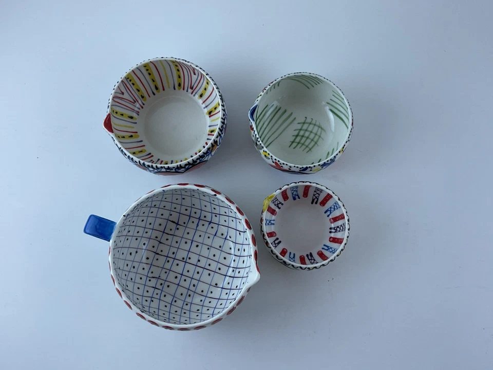 Набор из 4 декоративных мерных керамических чашек Anthropologie разноцветные - Изображение 3 из 4