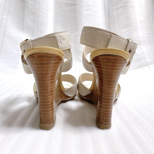 LOUIS VUITTON Logo Sandals size 36 off White Wedge Heel Ankle Strap - Picture 14 of 24