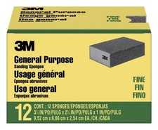 3M General Purpose Sanding Sponge CP001-12P, Block, 3 3/4 in x 2 5/8 in x 1 in,