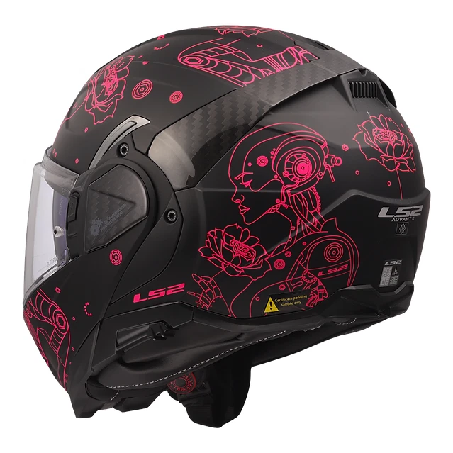 CASCO MOTO MODULAR LS2 ADVANCE II + PARASOL SOPHIA ROSA MATE GRANDE Foto 4 de 4