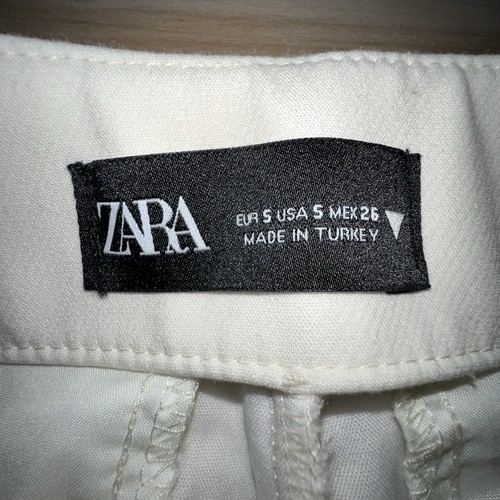 Zara Women's Small Mini Skort Skirt Ivory White Side Zip Pockets Lined Shorts - Picture 3 of 14