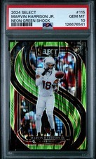 2024 Panini Select Marvin Harrison Jr RC Neon Green Shock /499 Premier PSA 10