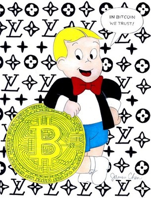 RICHIE RICH BITCOIN FINE ART ORIGINAL COMIC ART BY COMIC ARTIST JAMES CHEN