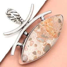 Birds Eye Jasper Gemstone Handmade Women's Unisex Silver Jewelry Pendant 1.5