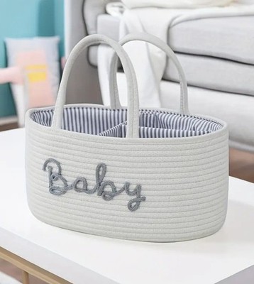 Windel Caddy weiß, Baby Windel Caddy Organizer, tragbarer Aufbewahrungskorb für Kinderzimmer 