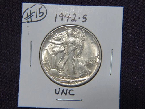 1942-S Walking liberty half in uncirculated condition # 15