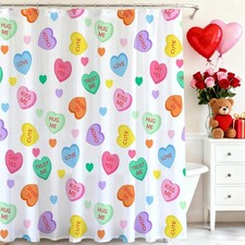 Valentines Shower Curtain Colorful Candy Heart Bathroom Shower Curtain Valentine