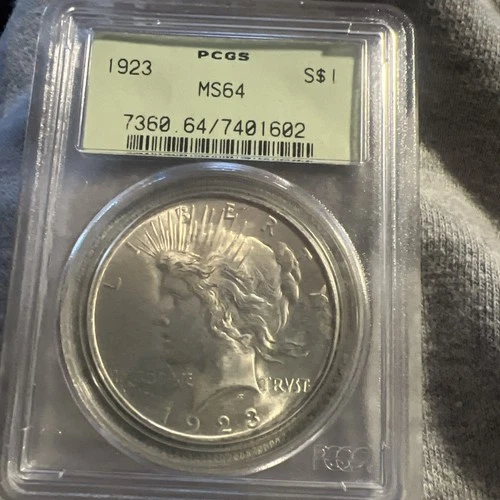 1923 Peace Dollar PCGS MS64 Rattler OGH Old Green Holder - BU Uncirculated