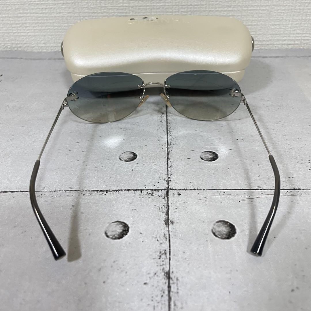 CHANEL Sunglasses 4013 rimless Coco Mark 59□16 130 Navy