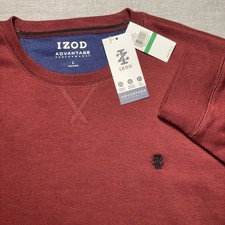 IZOD Sweater Advance Performance Men L Stretch Soft Touch Fleece Logo Pullover