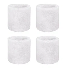 Wristbands Sweatbands, Wrist Bands 3x3In 4 Pack White