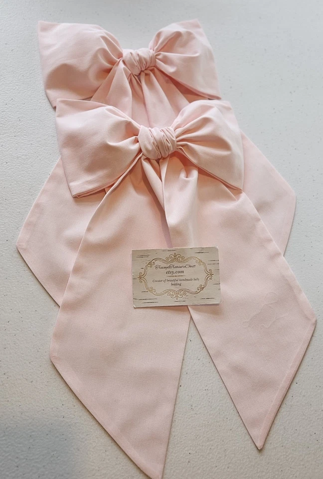 1 Cot Bow Crib Bow Moses Basket Bow Tie on Bow Blush Pink - Image 4 of 4