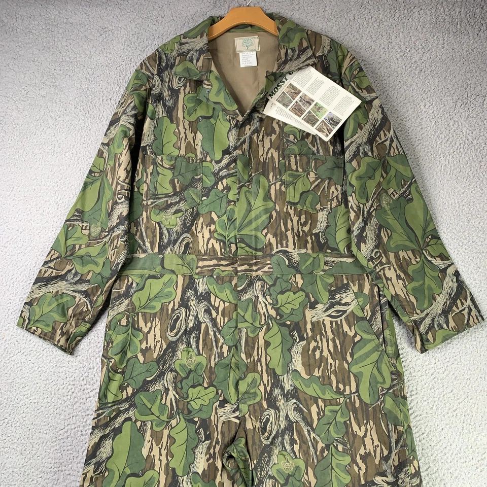 Vintage Mossy Oak Coveralls Mens XL Long Full Foliage Green Camo Hunting USA NWT - Image 2 of 4
