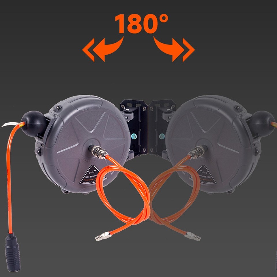 33ft 10m Auto Retractable Rewind Air Line Compressor Hose Reel Wall ...