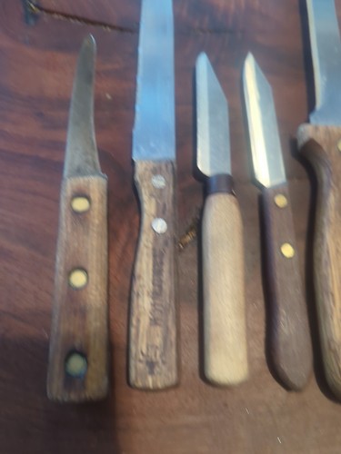 Vintage Wood Handled Knives Kitchen Butcher Lot Of 8 - Picture 4 of 7