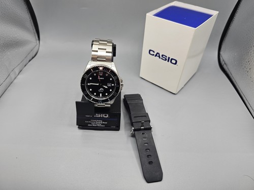 Casio Duro Black MDV-106 Mens Watch W/ Aftermarket Bracelet & Rubber Strap