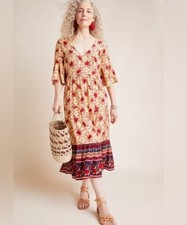 faithfull the brand X Anthropologie Melia Rose Garden Maxi Dress New Boho M 6 LS