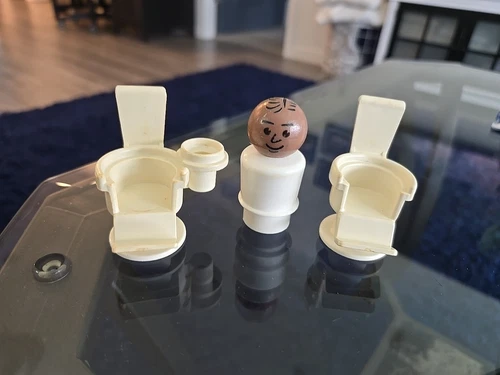 Vintage Fisher Price Little People Village DOCTOR DENTIST BARBER CHAIRS & FIGURE