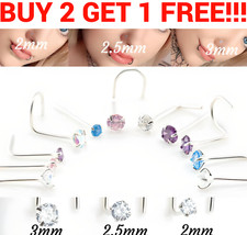 925 Sterling Silver Nose Stud Ring Thin Tragus Helix Ear Lip Septum Piercing UK