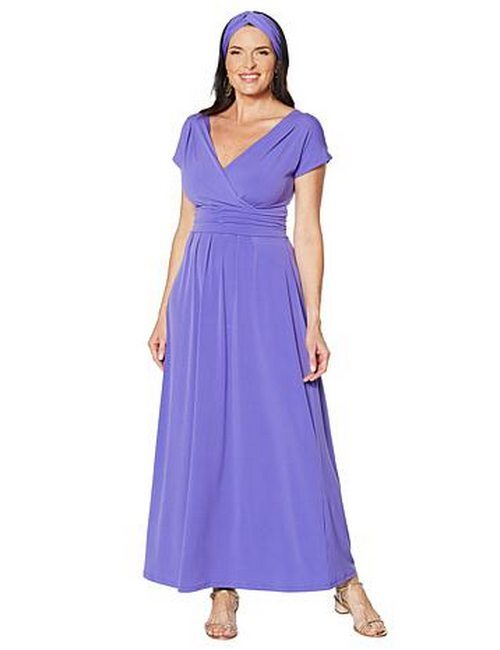 Iman Boho Chic Purple Petite Maxi Dress Head Wrap New