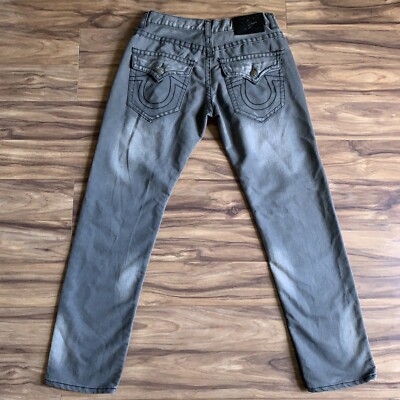 パンツ true religion gray denim pants True Religion Jeans Mens 36 Gray Straight Leg Distressed Cotton