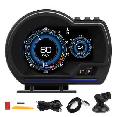 Head Up Display OBD2+GPS Smart Gauge Car HUD Speedometer Turbo RPM Alarm for Car