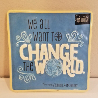 Vintage Hallmark Beatles Tile: We All Want To Change The World Lennon McCartney