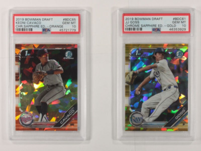 Los Von 2 PSA 10 2019 Bowman Chrome Draft Sapphire Edition JJ Goss, Keoni Cavaco