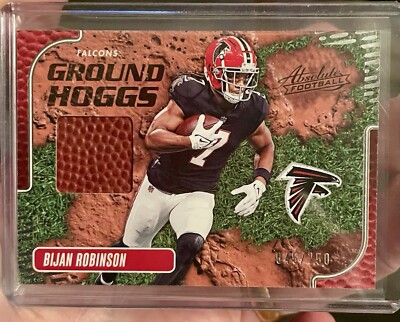 Bijan Robinson /250 2024 Absolute Ground Hoggs Materials Jersey Falcons Clean!