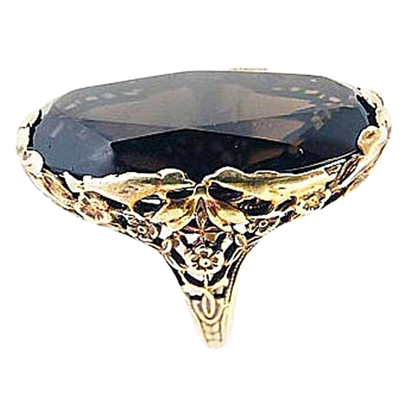 Antique Ring Arts Crafts Art Deco Ring Gold Openwork … Gem