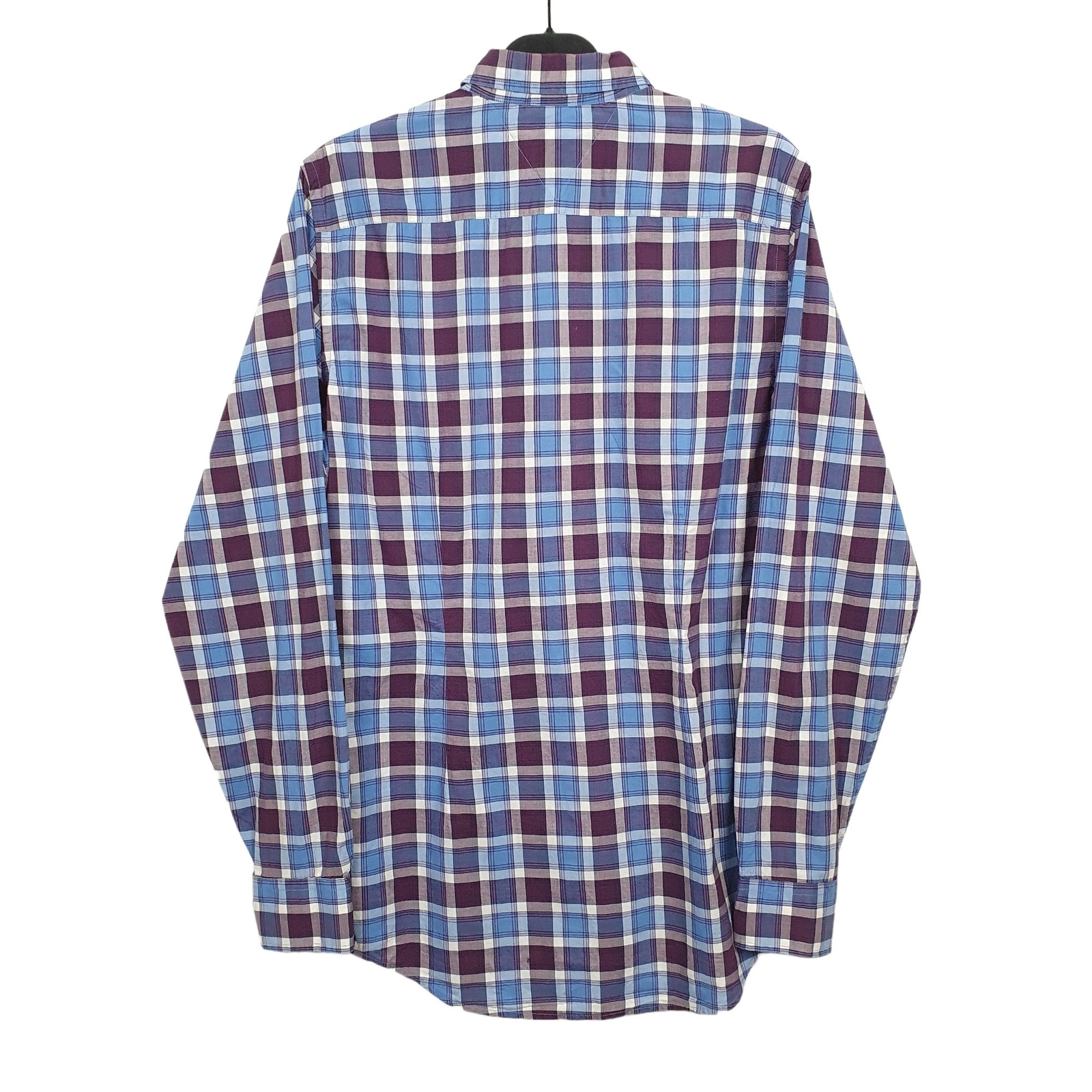 TOMMY HILFIGER Blue Check Shirt Long Sleeve Casual Mens S image 3