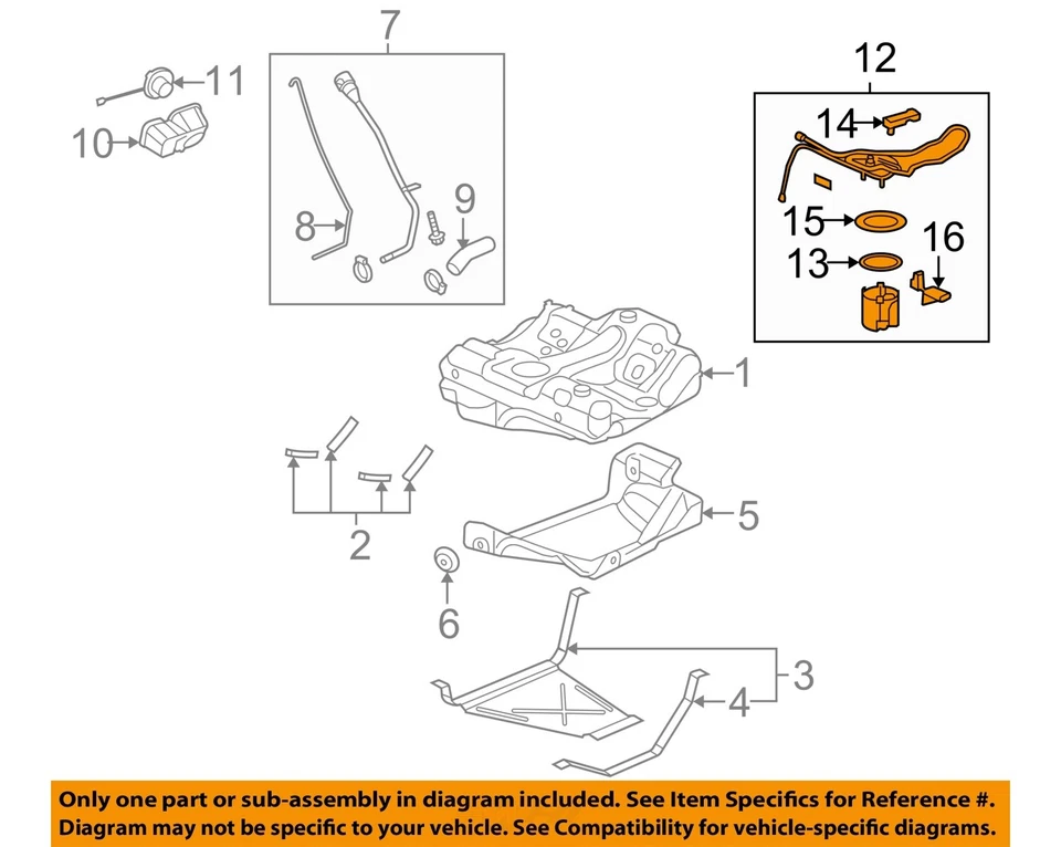 Used Fuel Pump fits: 2007 Chevrolet Malibu Pump Assembly Ntbk Grade A Foto 3 de 4