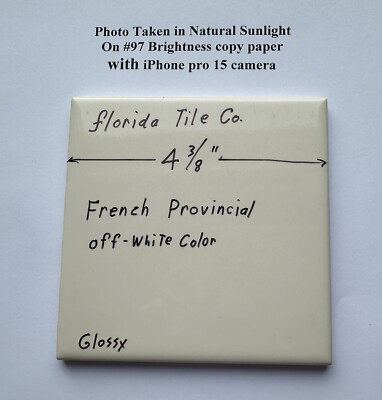 1 pc. Off- White - French Provincial: 4-3/8'' Glossy Ceramic Tile Florida Co. NEW