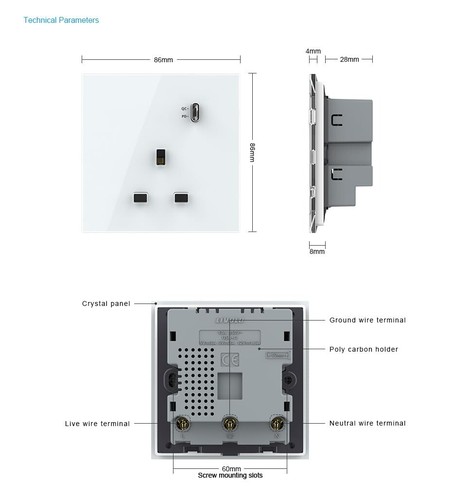 LIVOLO Electrical 13A Wall Socket Outlet with 18W USB C Charging,Hige Power Fast - Picture 2 of 7